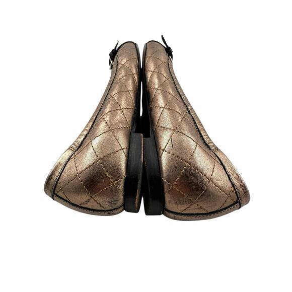 AGL Monika ballet Cap Toe flat Leather round toe Quilted bronze black 36 EU/6 US - Picture 10 of 14